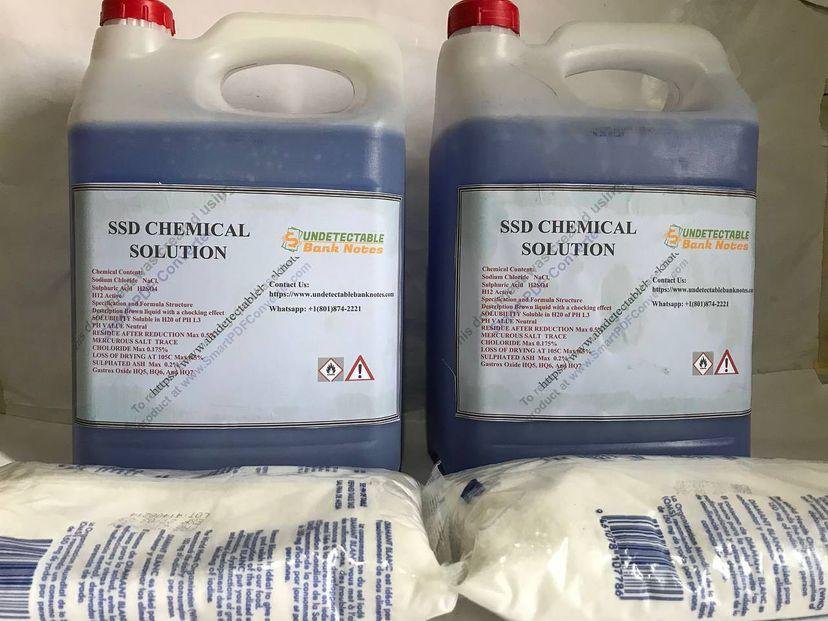 Solución química SSD y polvo activador para la limpieza de billetes