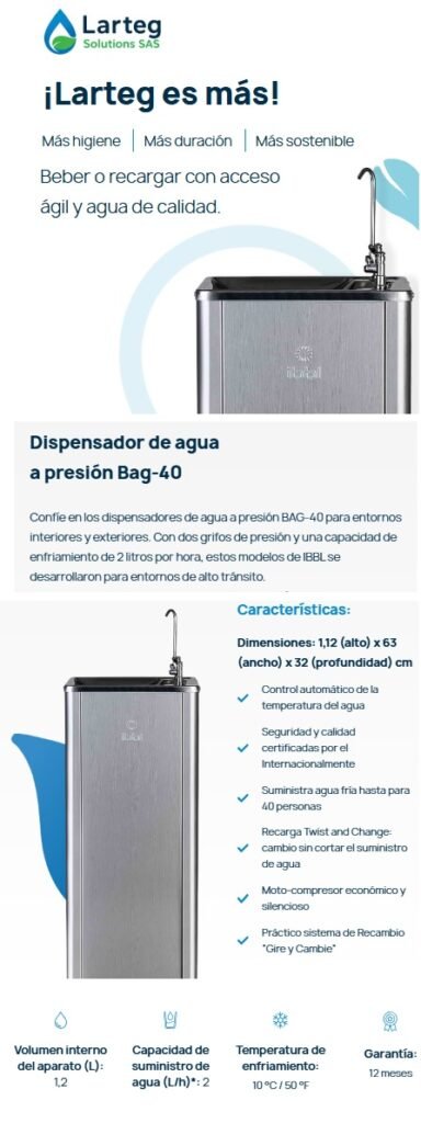 FUENTES de Agua para Instituciones BAG 40